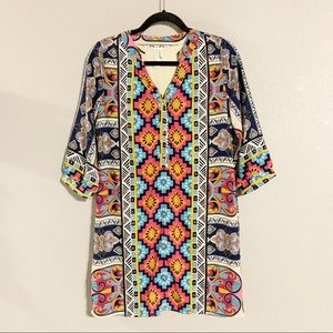 Pink Owl/Anthropology beautiful shift mini dress S